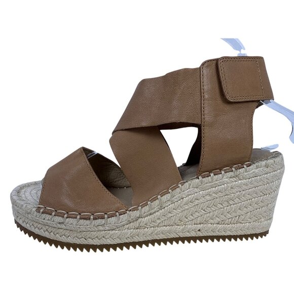 Eileen Fisher Women's Willow Tumbled Tan Leather Wedge Espadrille Sandal 7.5 - Picture 5 of 11